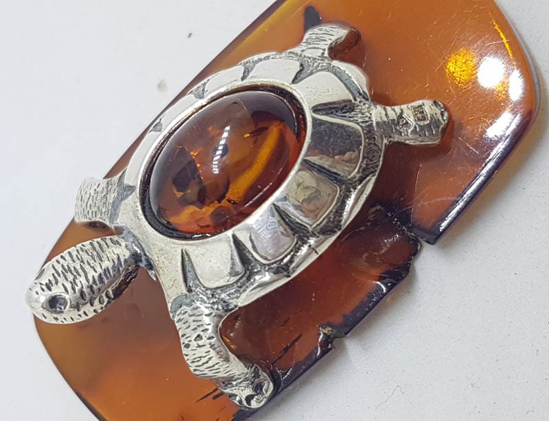 20210604_205804 Turtle / Tortoise – Solid Sterling Silver Natural Baltic Amber Animal Figurine / Statue / Sculpture