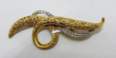 Plated Large Twisted Ribbon Brooch – Vintage Costume Jewellery