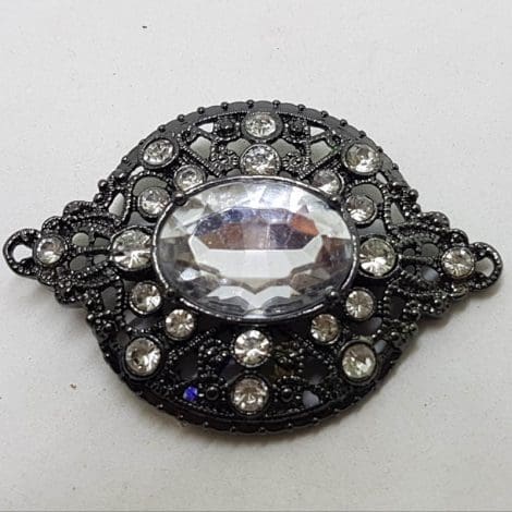 Plated Rhinestone Cluster Brooch – Vintage Costume Jewellery