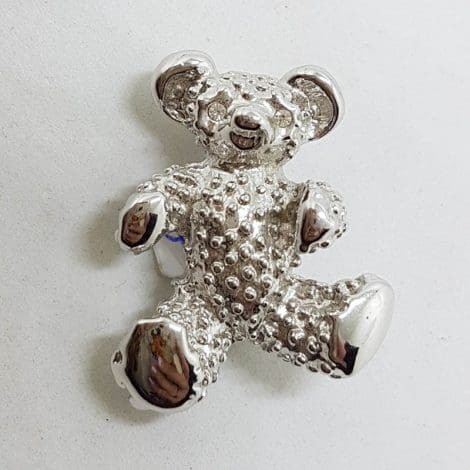 Plated Teddy Bear Brooch – Vintage Costume Jewellery