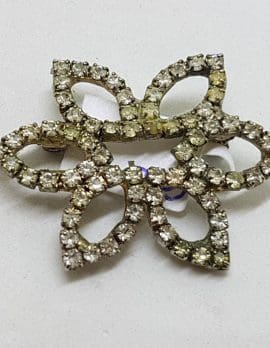 Plated Rhinestone ' Flower ' Brooch – Vintage Costume Jewellery