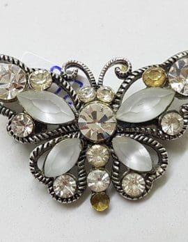 Plated Rhinestone Butterfly Brooch – Vintage Costume Jewellery