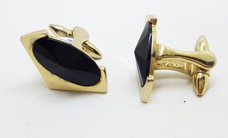Plated Black Unusual Shape Cufflinks – Vintage Costume Jewellery