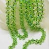 Very Long Austrian Crystal Green Bead Necklace - Vintage