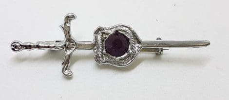 Plated Purple Kilt Scottish Brooch – Vintage Costume Jewellery