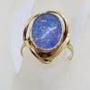 9ct Yellow Gold Blue and Multi-Colour Opal Triplet Ring - Antique / Vintage