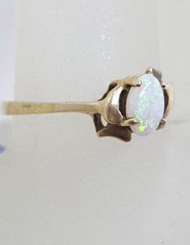 9ct Yellow Gold Solid White Opal Ring - Antique / Vintage