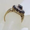 9ct Yellow Gold Oval Natural Sapphire & Diamond Cluster Ring