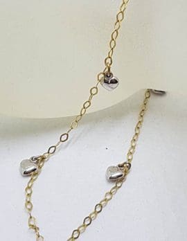 9ct Yellow Gold with Yellow Gold Heart Charms Anklet