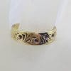 9ct Yellow Gold Patterned Band Ring - Wedding Band - Vintage