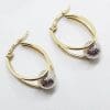 9ct Yellow Gold and White Gold - Two Tone - Ball in Hoop Earrings