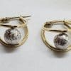 9ct Yellow Gold and White Gold - Two Tone - Ball in Hoop Earrings