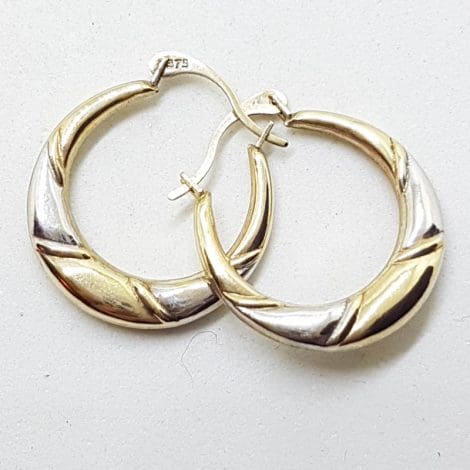 9ct Yellow Gold and White Gold - Two Tone - Hoop Earrings