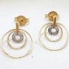 9ct Yellow Gold Diamond Circles Pendant on Gold Chain with Matching Earrings - Set