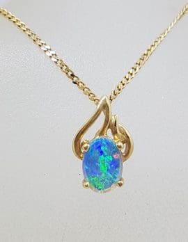 9ct Yellow Gold Opal Triplet Pendant on Gold Chain