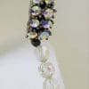 Crystal Bead Necklace with Plated and Aurora Borealis Clasp - Vintage