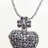 Sterling Silver Ornate Heart Locket Pendant on Silver Chain – Vintage