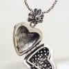 Sterling Silver Ornate Heart Locket Pendant on Silver Chain – Vintage