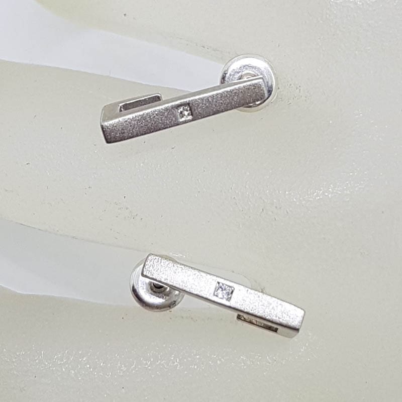 20210605_132158 Sterling Silver with Diamond Half Hoop Huggie Style Stud Earrings