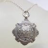 Sterling Silver Boxing Medallion Pendant on Silver Chain - Antique / Vintage - Medal