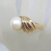 9ct Yellow Gold Unusual Twist Pearl Ring - Antique / Vintage