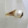 9ct Yellow Gold Unusual Twist Pearl Ring - Antique / Vintage