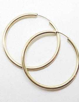 9ct Yellow Gold Large Sleeper Hoop Earrings - Fine