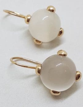 9ct Rose Gold Round Moonstone Drop Earrings