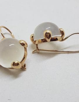 9ct Rose Gold Round Moonstone Drop Earrings