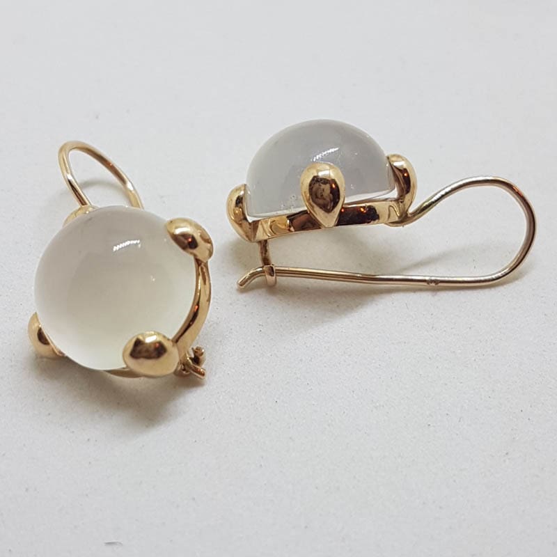 9ct Rose Gold Round Moonstone Drop Earrings
