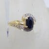 9ct Yellow Gold Natural Oval Sapphire with Diamonds Swirl Ring