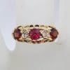 9ct Rose Gold Ornate Bridge Set Garnet with Diamond Ring - Antique / Vintage