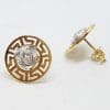 9ct Yellow Gold and White Gold - Two Tone - Medusa Head Stud Earrings - Versace Style