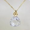 14ct Yellow Gold Crystal Drop Pendant on 9ct Yellow Gold Twist Chain