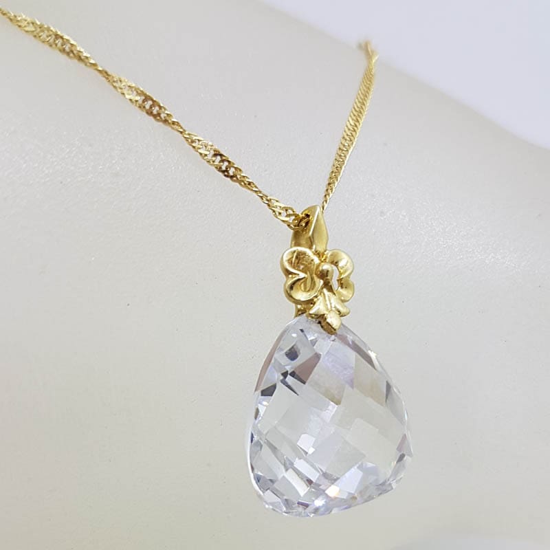 20210618_213820 14ct Yellow Gold Crystal Drop Pendant on 9ct Yellow Gold Twist Chain