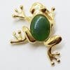 Plated with Jade Body Frog Brooch
