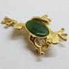 Plated with Jade Body Frog Brooch