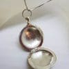 Sterling Silver Large Round Locket Pendant on Silver Chain - Vintage
