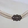 Sterling Silver Floral Design Chain Link Turkish Collier Necklace / Chain