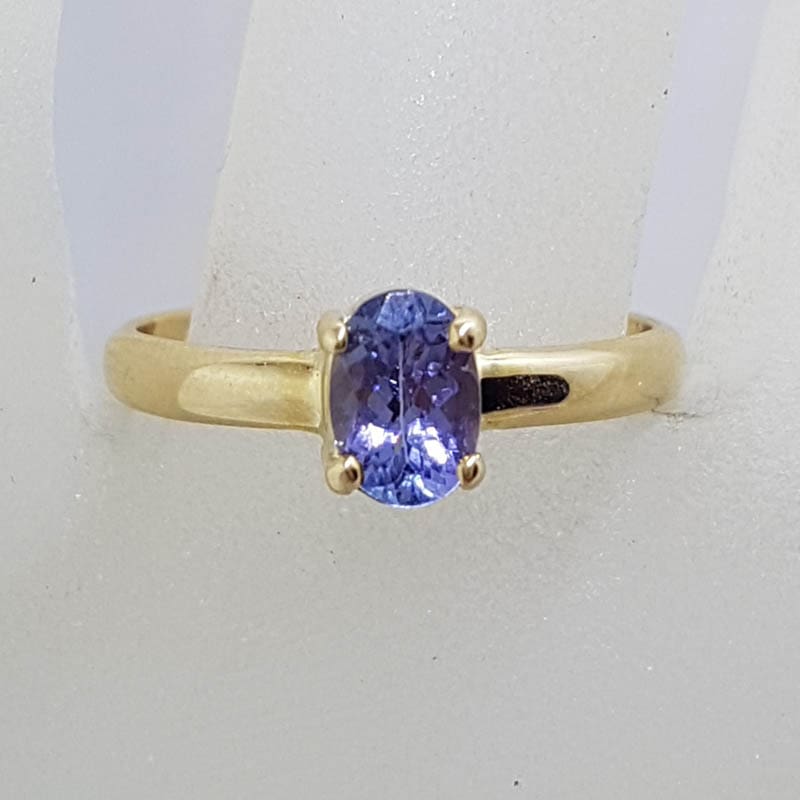 9ct Yellow Gold Oval Claw Set Tanzanite Ring