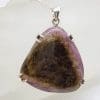 Sterling Silver Large Watermelon Tourmaline Pendant on Silver Chain