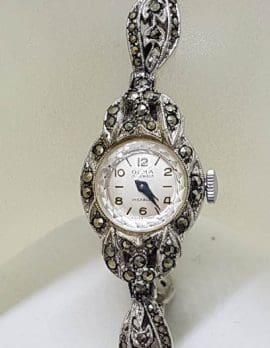 Plated Marcasite Round Watch - Vintage