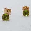 9ct Rose Gold Round Claw Set Peridot Stud Earrings