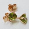 9ct Rose Gold Round Claw Set Peridot Stud Earrings