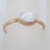 9ct Rose Gold Oval Bezel Set Solid Opal Ring - White with Colour