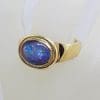 9ct Yellow Gold Oval Bezel Set Opal Ring - Antique / Vintage