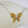Sterling Silver Large Butterfly Necklace / Chain - Available in Peridot or Citrine
