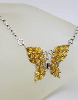 Sterling Silver Large Butterfly Necklace / Chain - Available in Peridot or Citrine