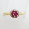 9ct Yellow Gold Natural Ruby & Diamond Round Cluster "Cupcake" Ring