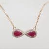 9ct Rose Gold Diamond & Ruby Infinity Collier Necklace / Chain